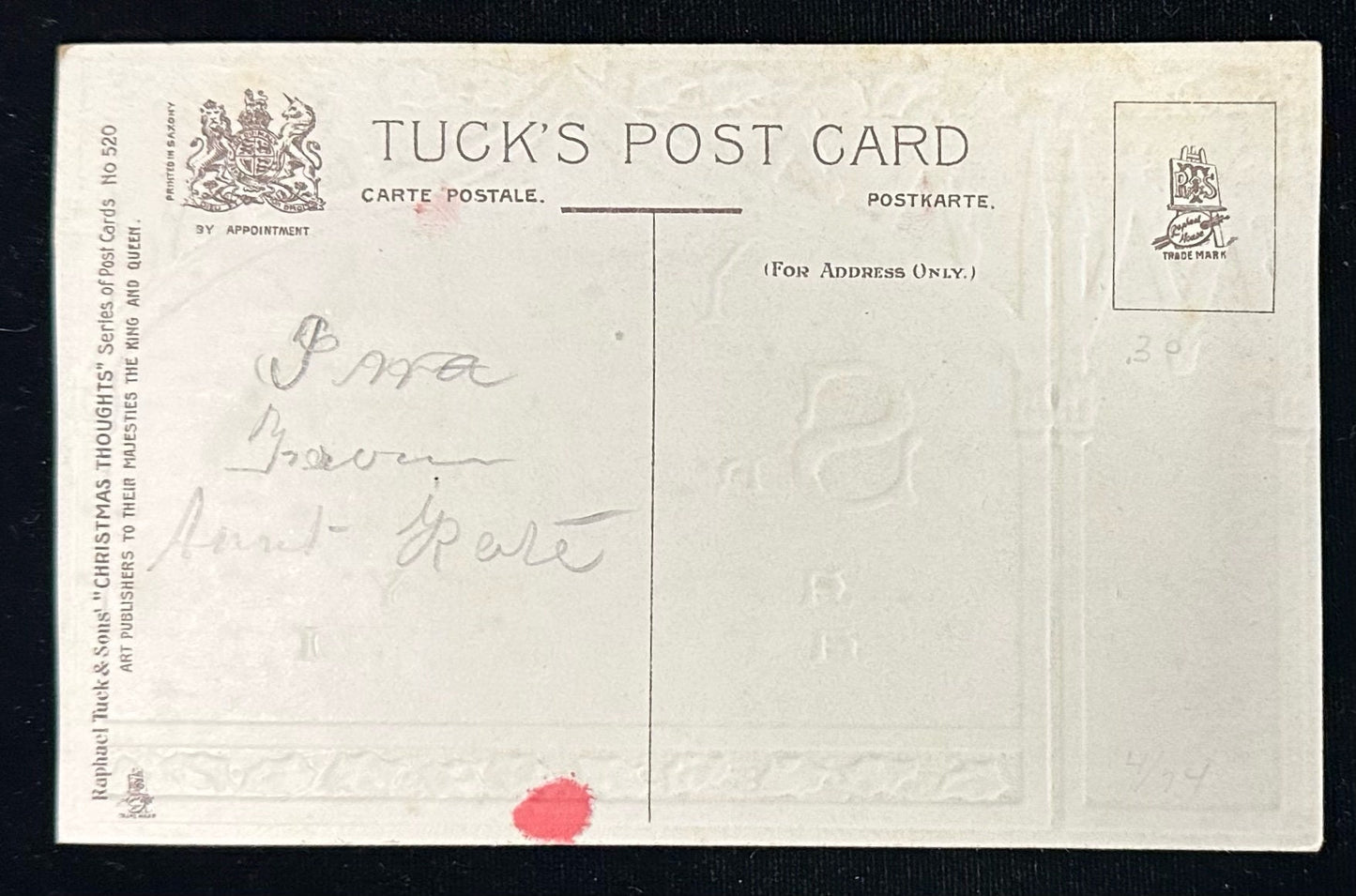 Yuletide Greetings - Vintage Tuck's Postcard