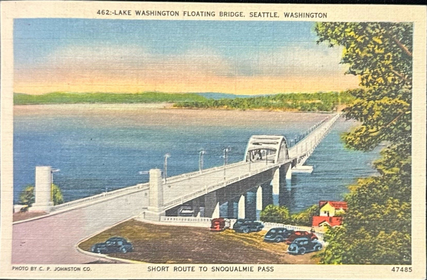 Lake Washington Floating Bridge, # 462 - Seattle, Washington - Vintage 1910s Postcard