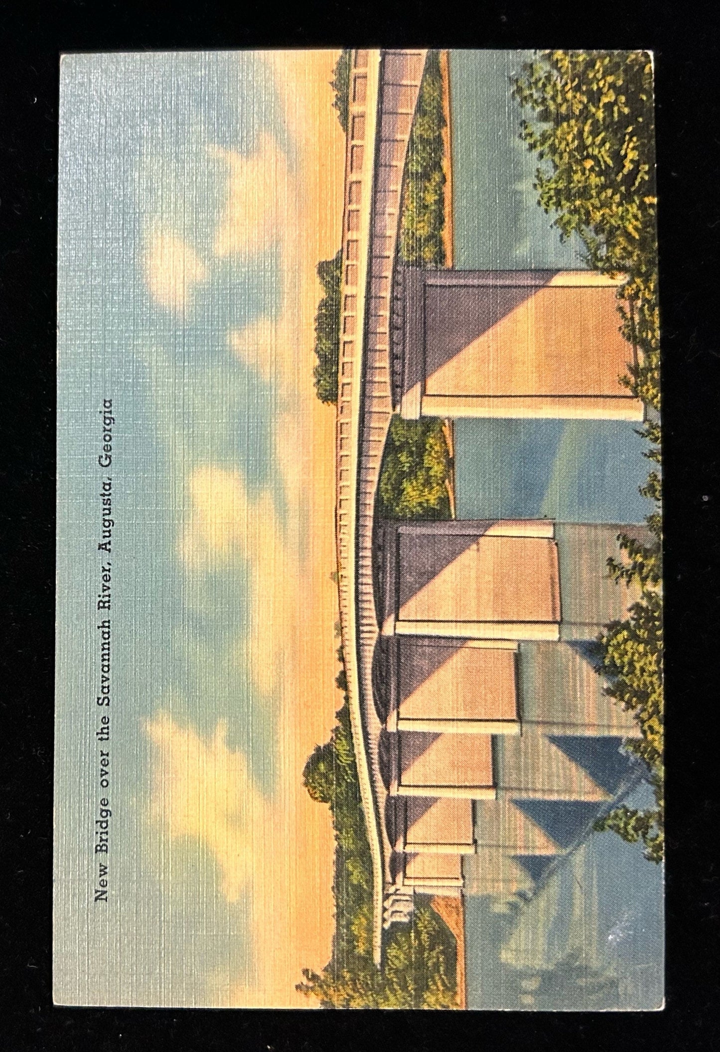 New Bridge over Savannah River in Augusta, Georgia - Vintage Linen Postcard