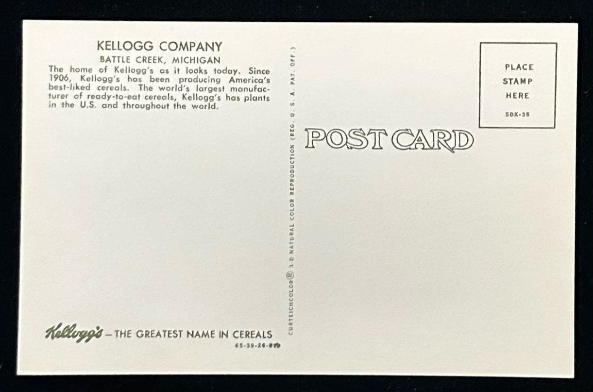 Kellogg Company - Battle Creek, Michigan - Vintage Postcard
