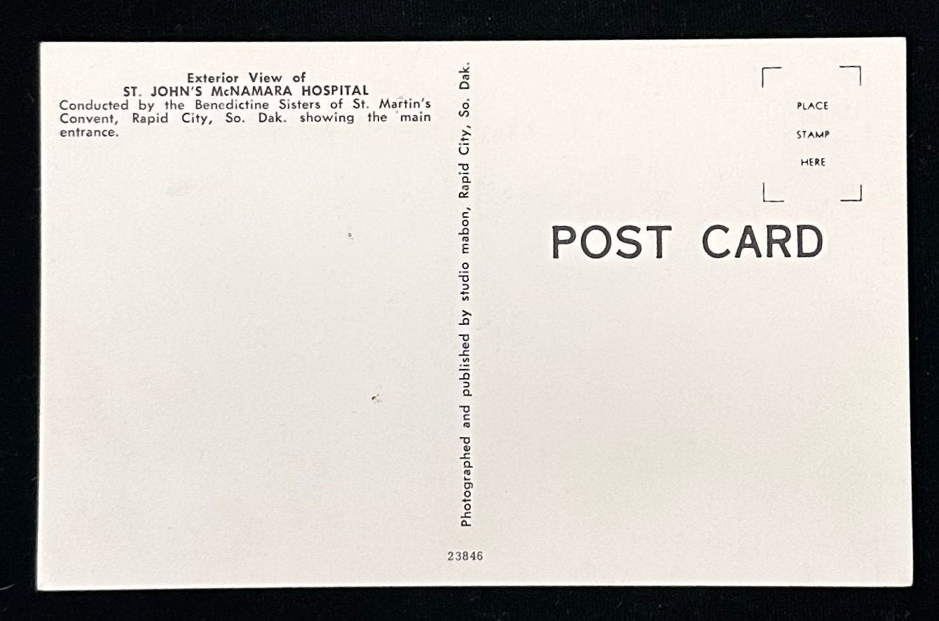 Exterior View of St. John's McNamara Hospital - Rapid City, South Dakota - Vintage Postcard