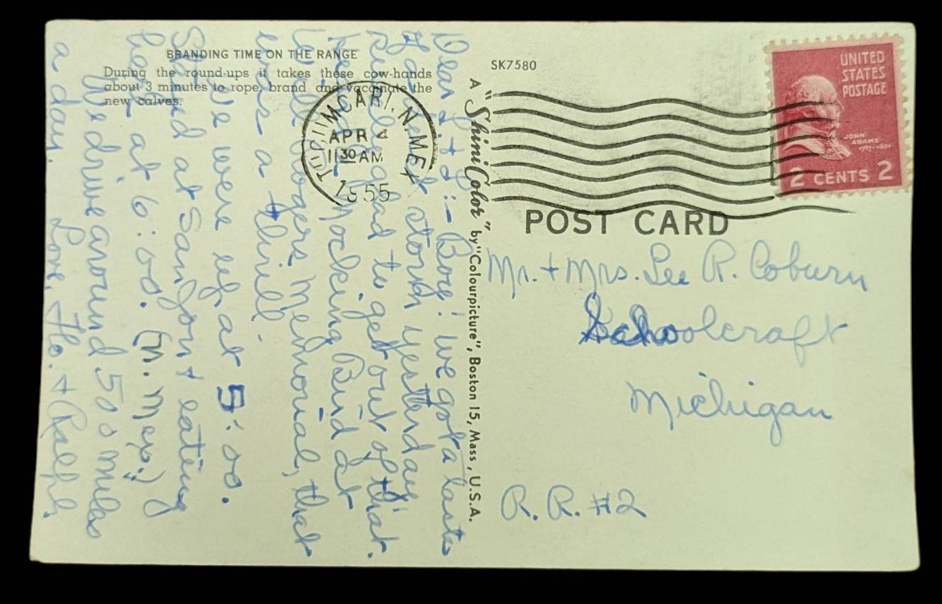 Branding Time on the Range in New Mexico - Vintage Texas Postcard