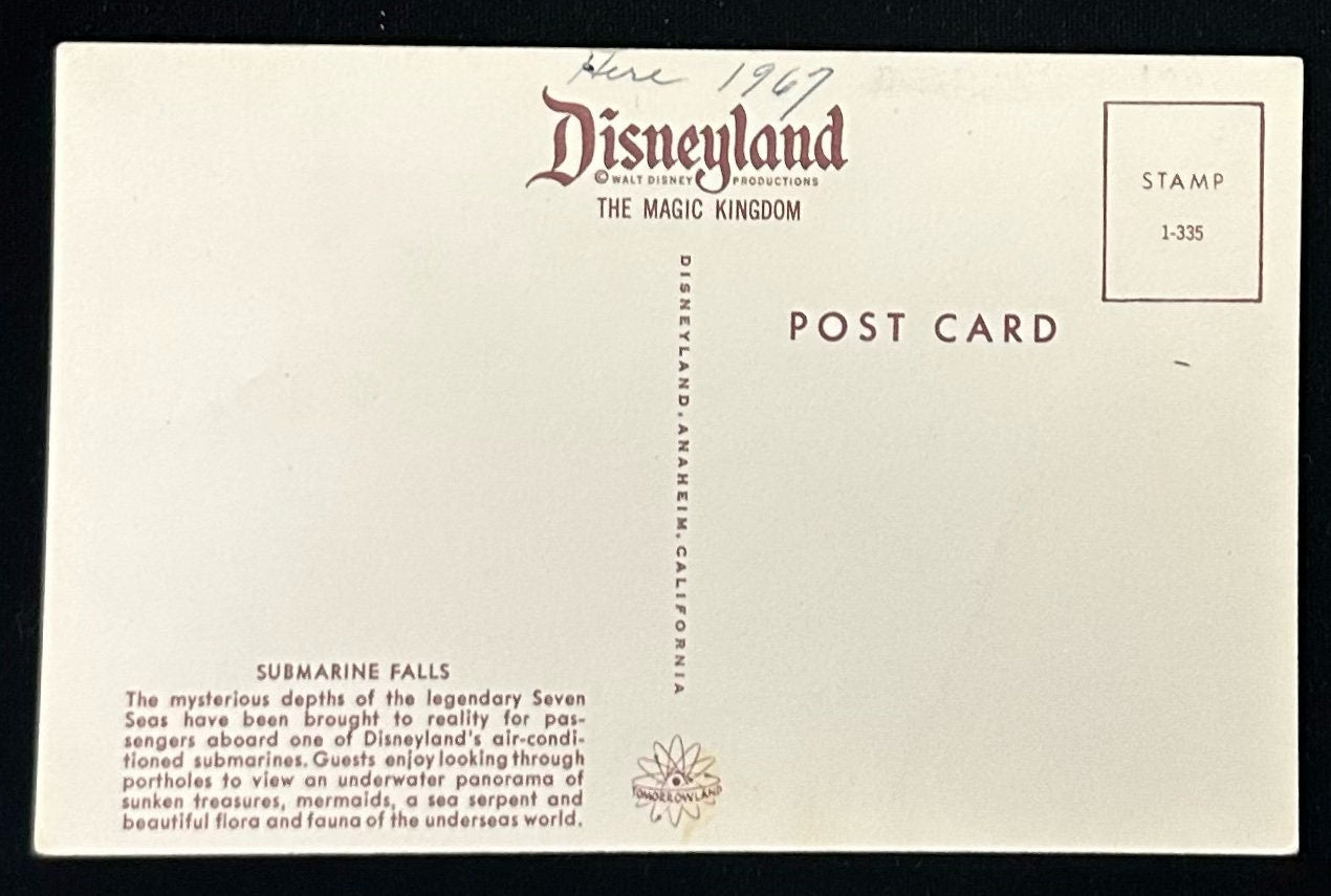 Submarine Falls Disneyland, California - Vintage 1960s Disney Postcard