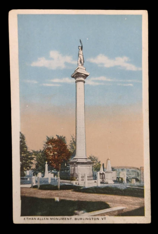 Ethan Allen Monument, Burlington, Vermont - Vintage 1920s Postcard