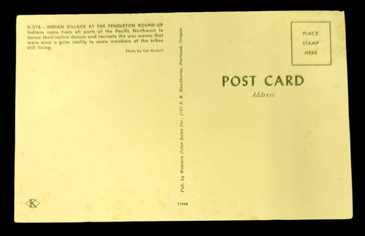 Indian Village at the Pendleton Round-Up, Oregon - Vintage 1950s Postcard