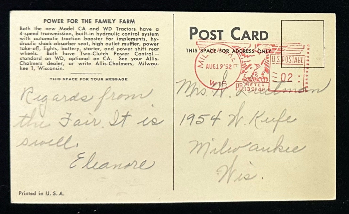 Tune in... The National Farm and Home Hour Every Saturday - Tractors Compared - All NBC Stations - Vintage Postcard