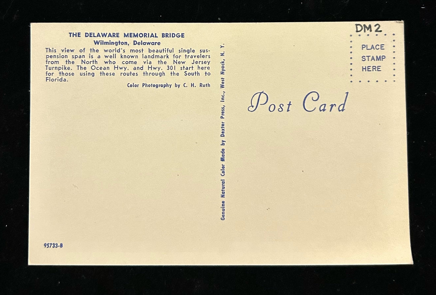 The Delaware Memorial Bridge - Vintage 1950s Bridge Postcard