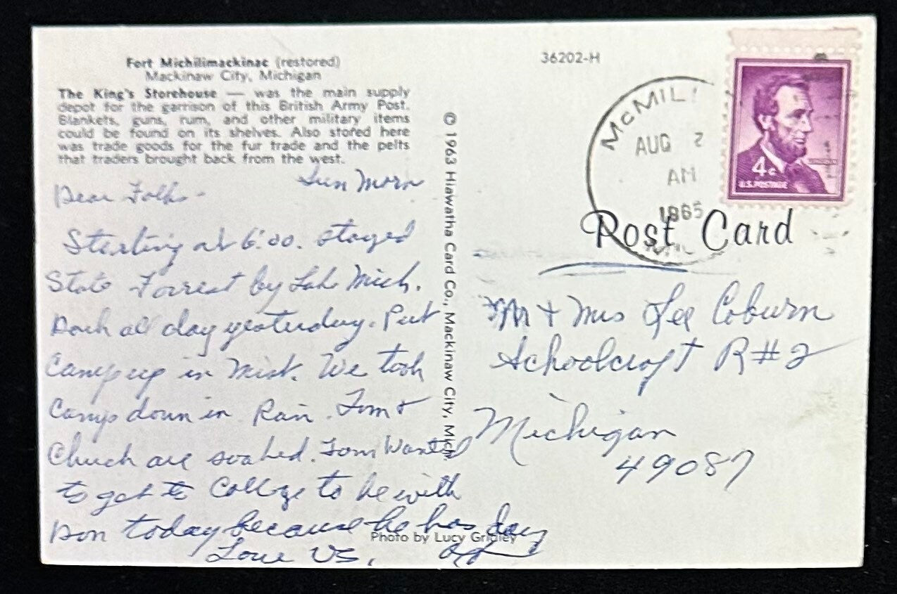 Fort Michilimackinac, Mackinaw City, Michigan - Vintage Postcard