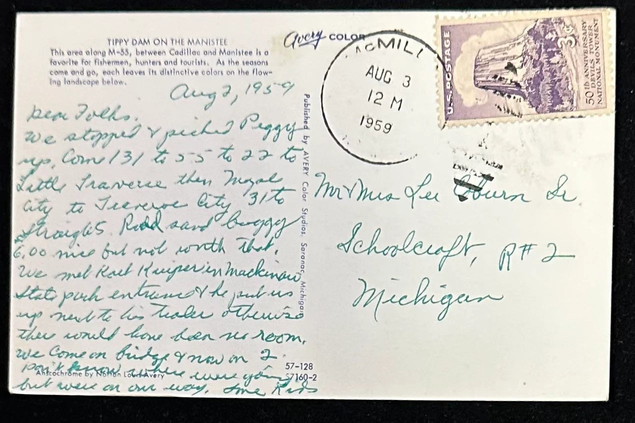 Tippy Dam on the Manistee, Michigan - Vintage Postcard