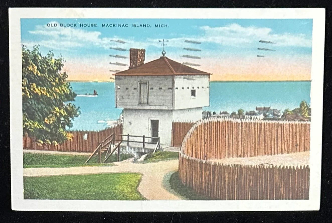 Old Block House, Mackinac Island, Michigan - Vintage Postcard
