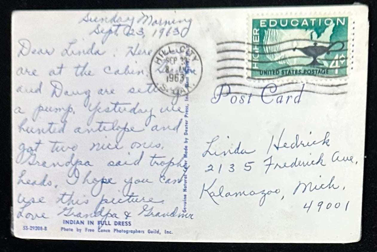 Indian in Full Dress, South Dakota - Vintage Postcard