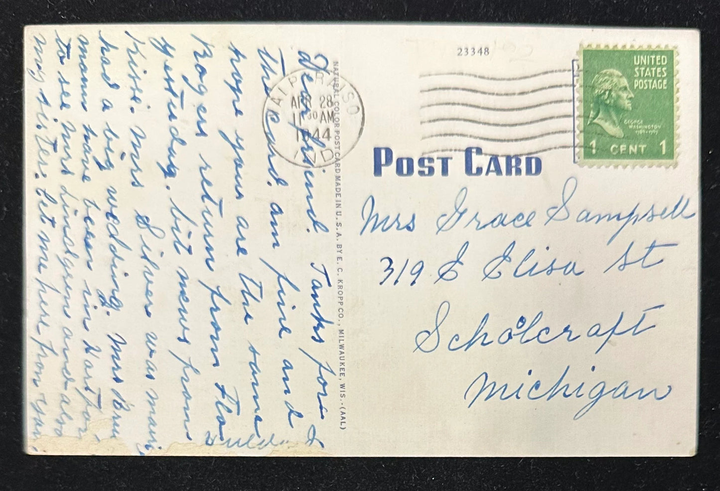 Court House, Valparaiso, Indiana - Linen Vintage Postcard