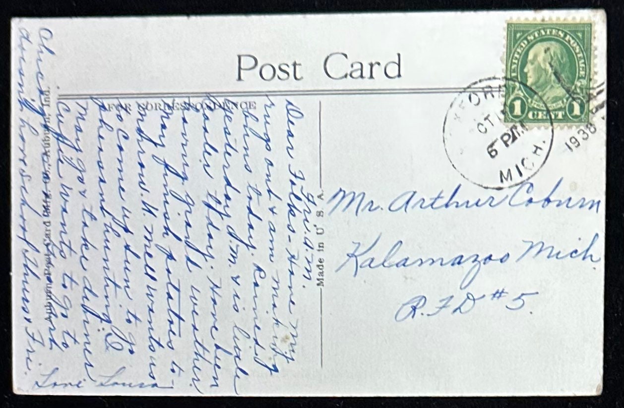 Congregational Church, Oxford, Michigan - Linen Postcard