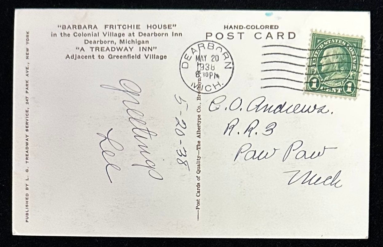 Barbara Fritchie House, Dearborn, Michigan - Vintage Postcard