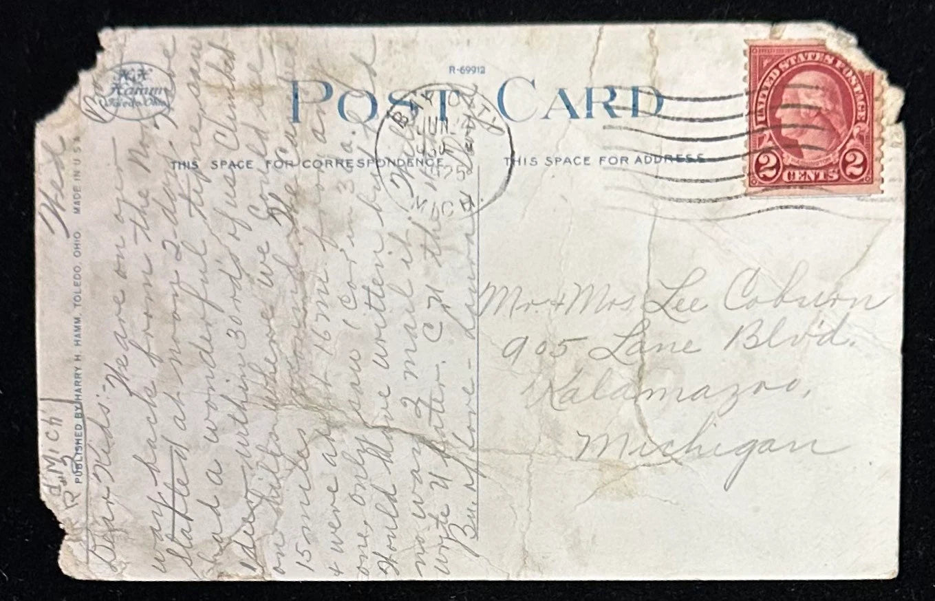 23 Washington Avenue, looking North, Bay City, Michigan - Vintage 1920s Postcard