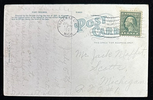 Old Block House, Fort Holmes, Mackinac Island, Michigan - Vintage Postcard