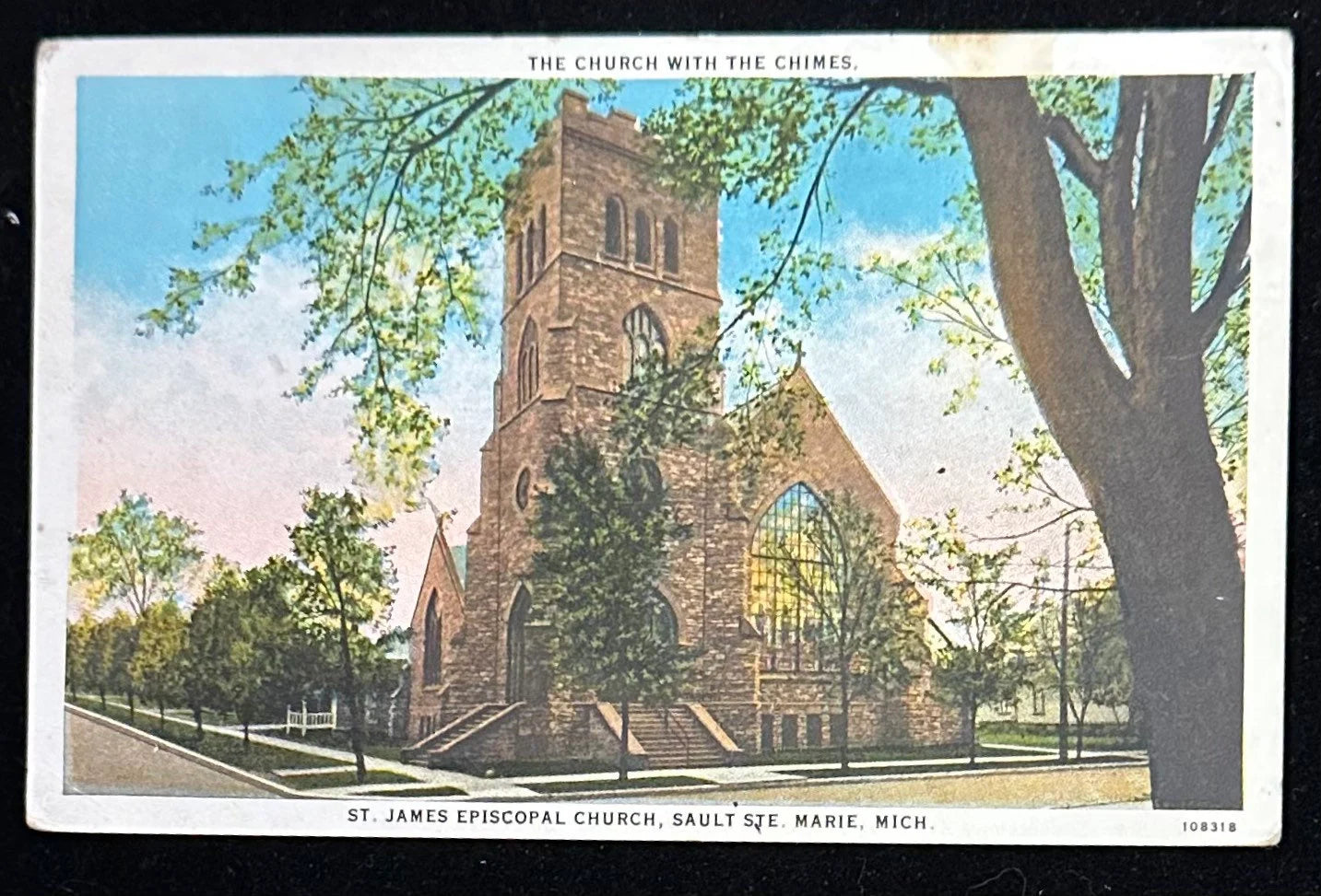 The Church with the Chimes - St. James Episcopal Church, Sault Ste. Marie, Michigan - Vintage Postcard