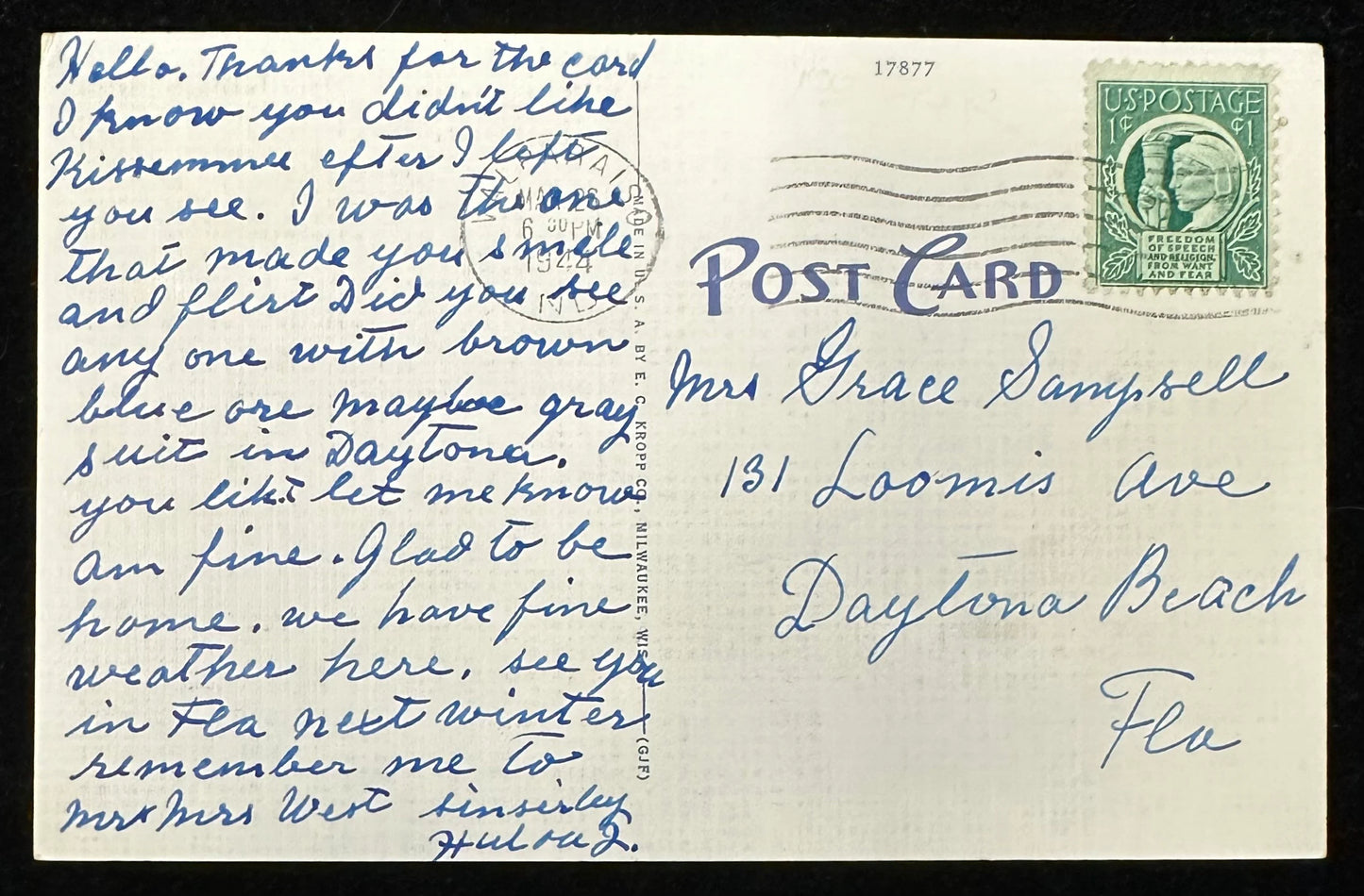 High School, Valparaiso, Indiana - Linen Vintage Postcard