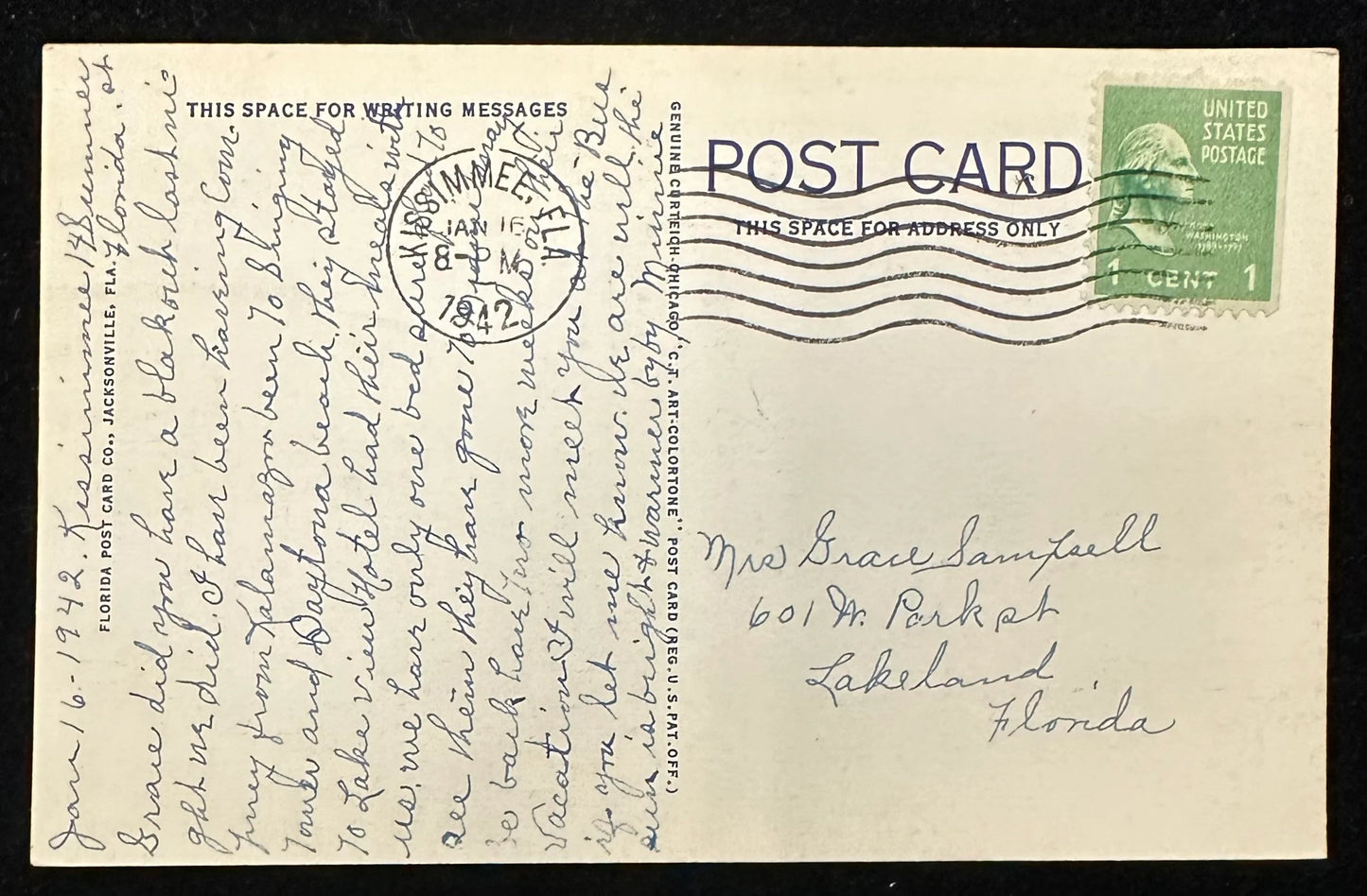 K-24, Community House, Kissimmee, Florida - Linen Vintage Postcard
