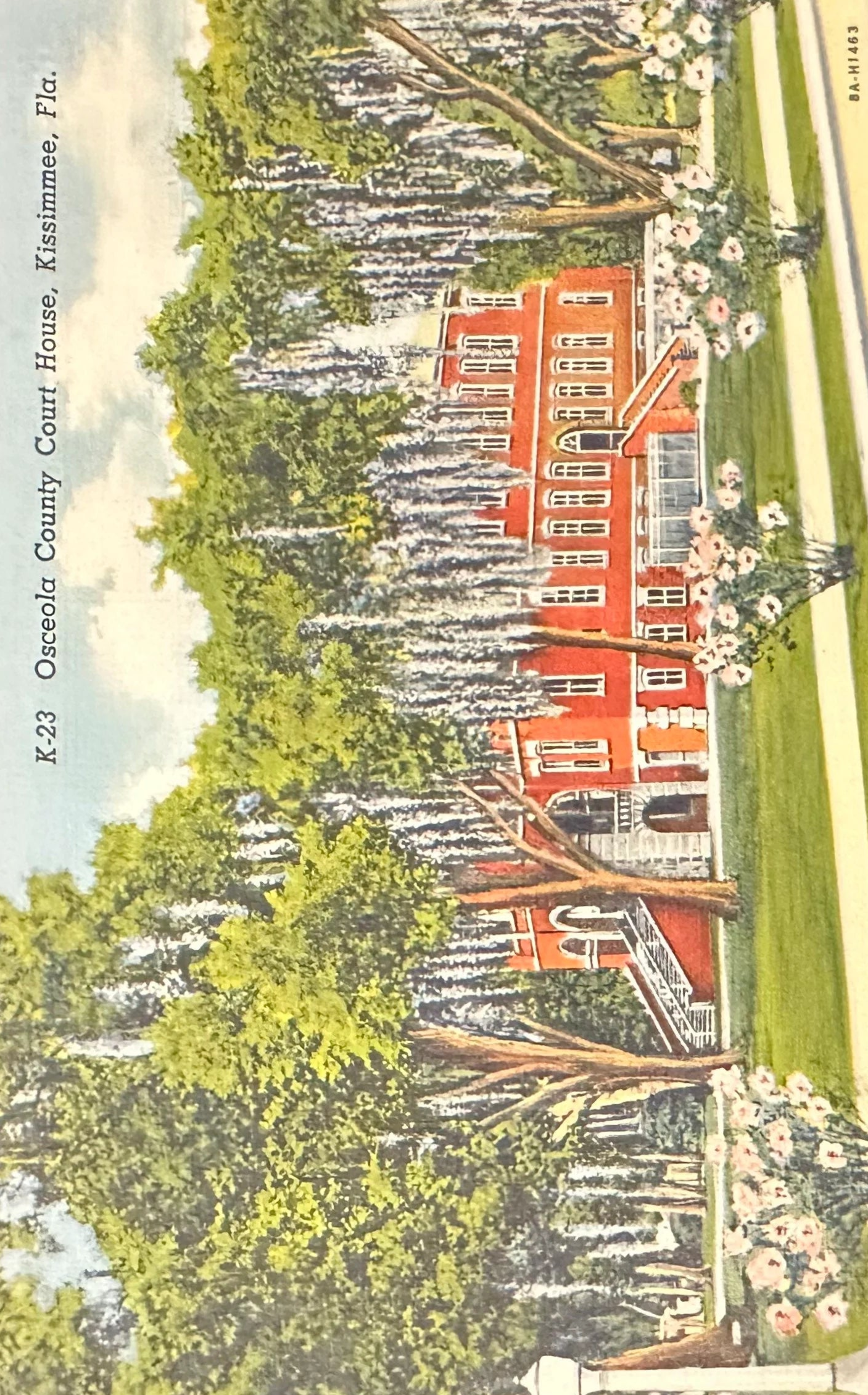 K-23 Osceola County Courthouse, Kissimmee, Florida - Linen Vintage Postcard