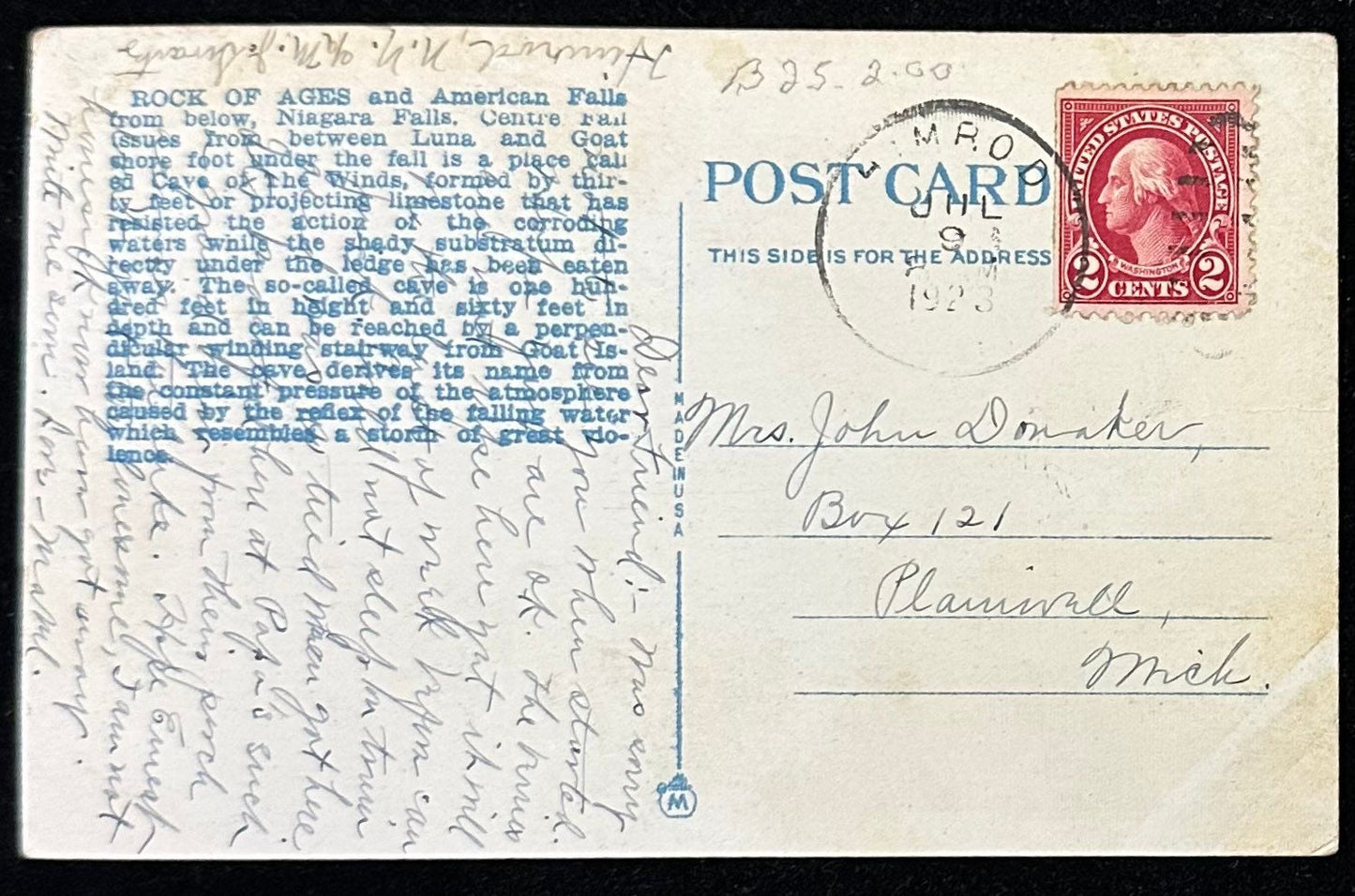345 Rock of Ages and American Falls, Niagara Falls - Vintage Postcard