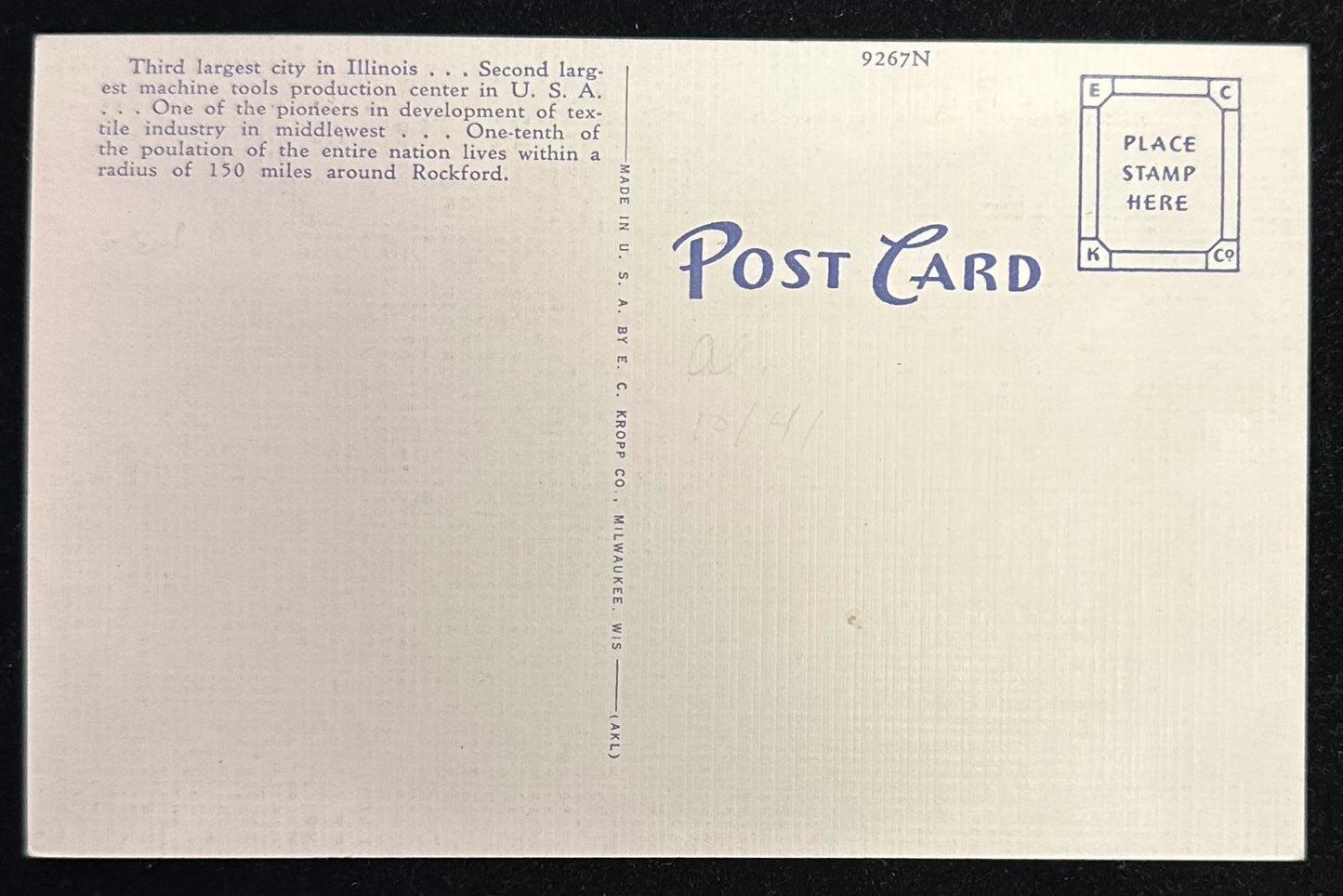 Hotel Faust, Rockford, Illinois - Linen Vintage Postcard