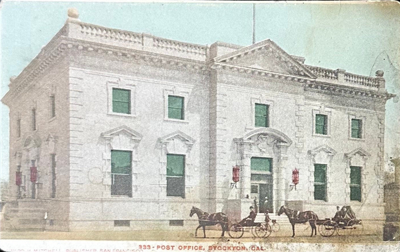 Post Office - Stockton, Cal. - Pre 1906 Postcard