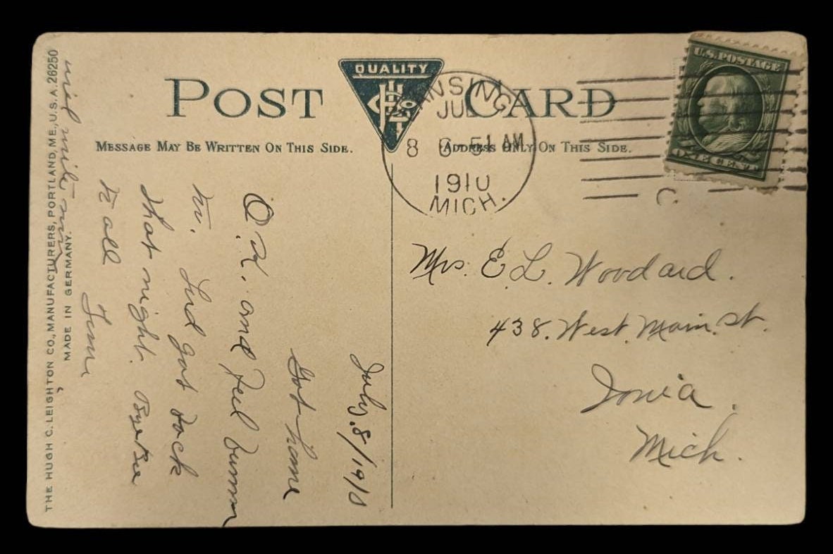 Washington Avenue Bridge - Lansing, Michigan - Vintage 1910 Postcard