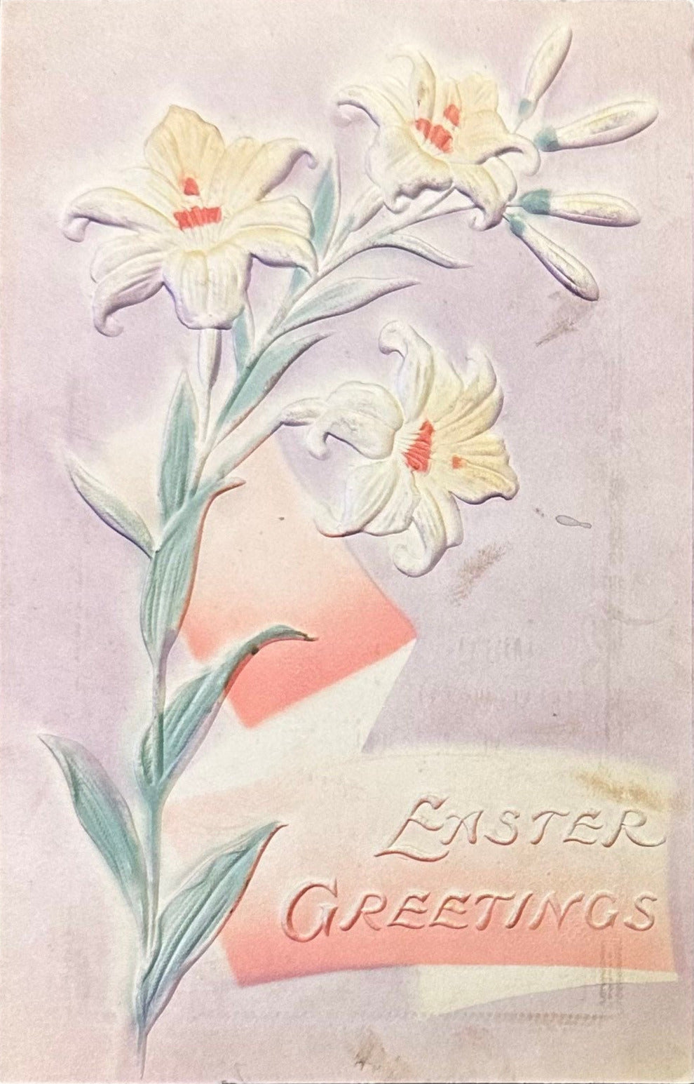 Easter Greetings - Early Embossed Postcard - Pre 1910 German Postcard