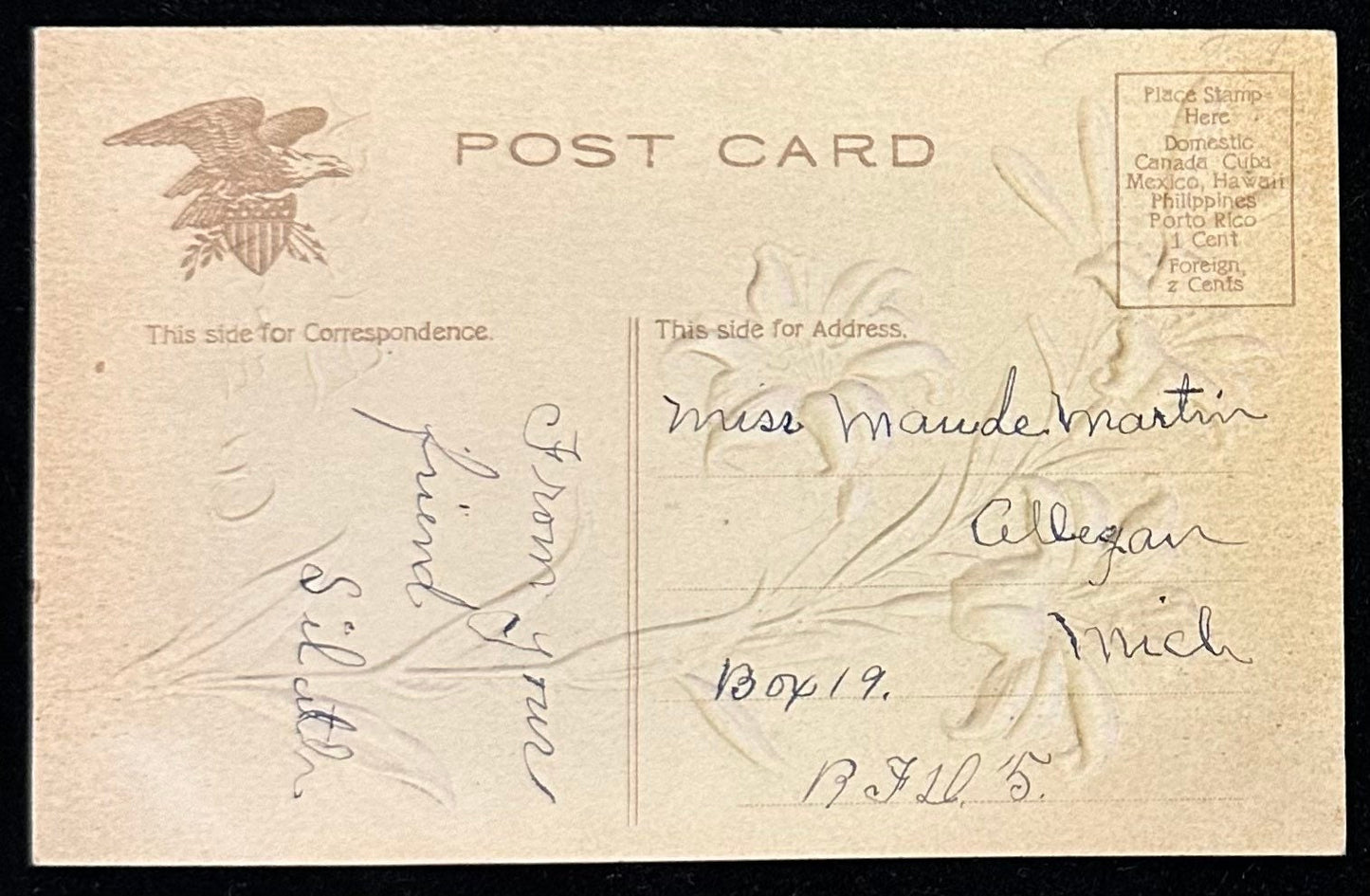 Easter Greetings - Early Embossed Postcard - Pre 1910 German Postcard