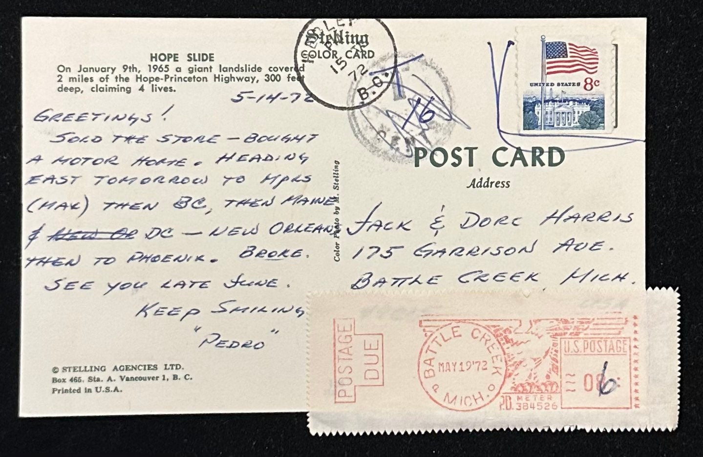 Hope Slide - Canada - Vintage Postcard