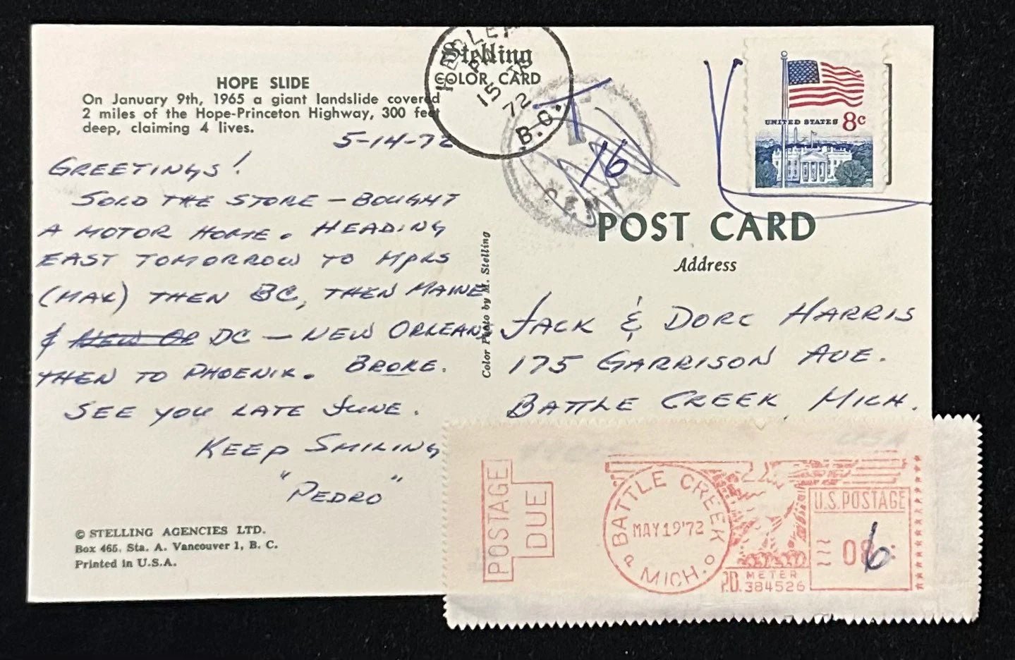 Hope Slide, Canada - Vintage Postcard