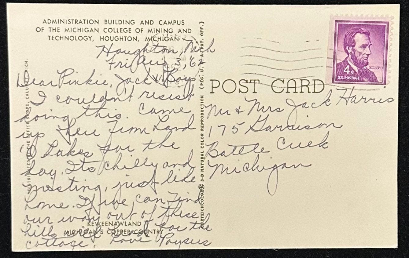 Administration Building and Campus of the Michigan College of Mining and Technology - Houghton, Michigan - Vintage Postcard