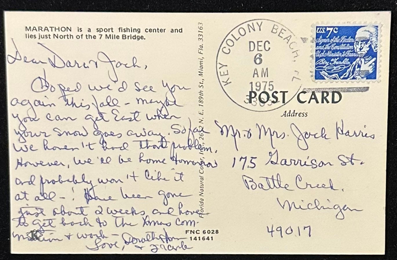 Marathon Heart of Florida Keys - Vintage Postcard