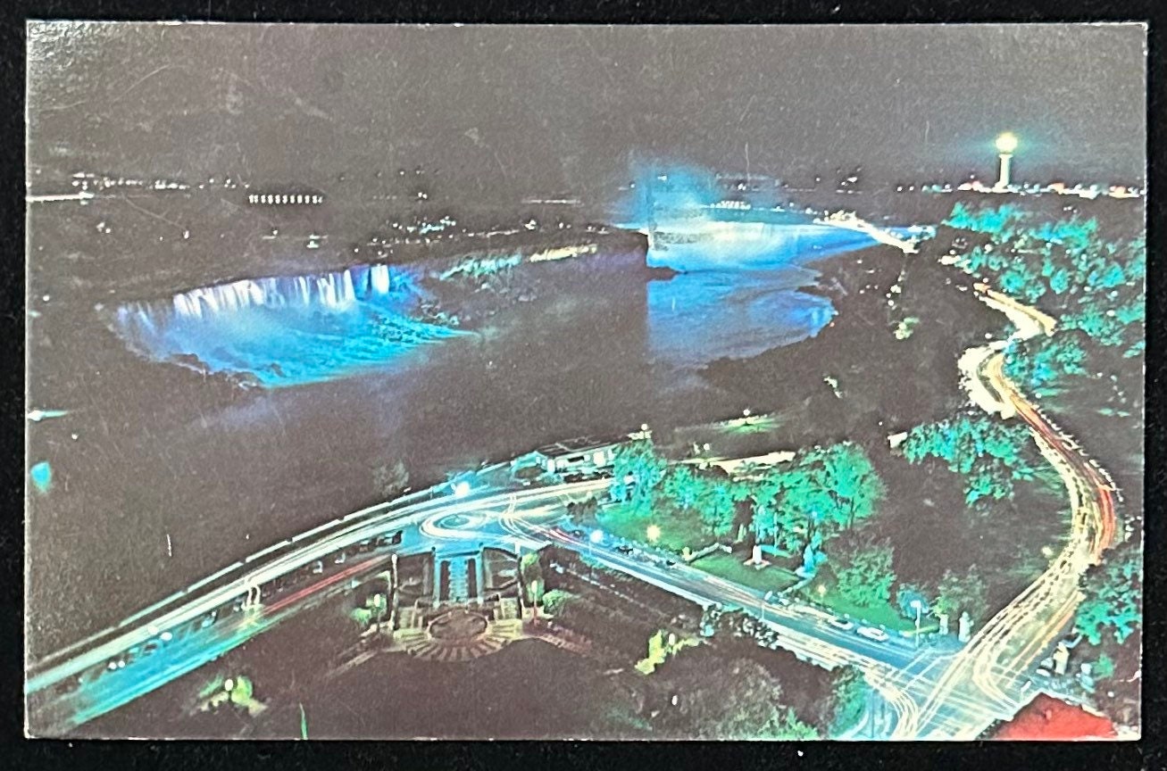 Niagara Falls at Night - Niagara Falls, Ontario, Canada - Vintage Postcard