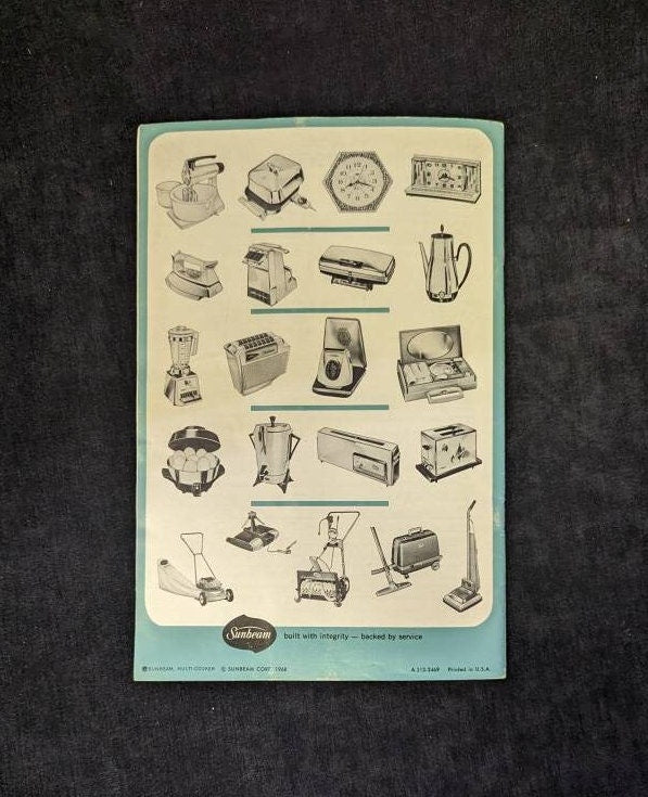 Sunbeam Frypan Instruction Booklet from 1968 - Vintage Sunbeam Frying Pan