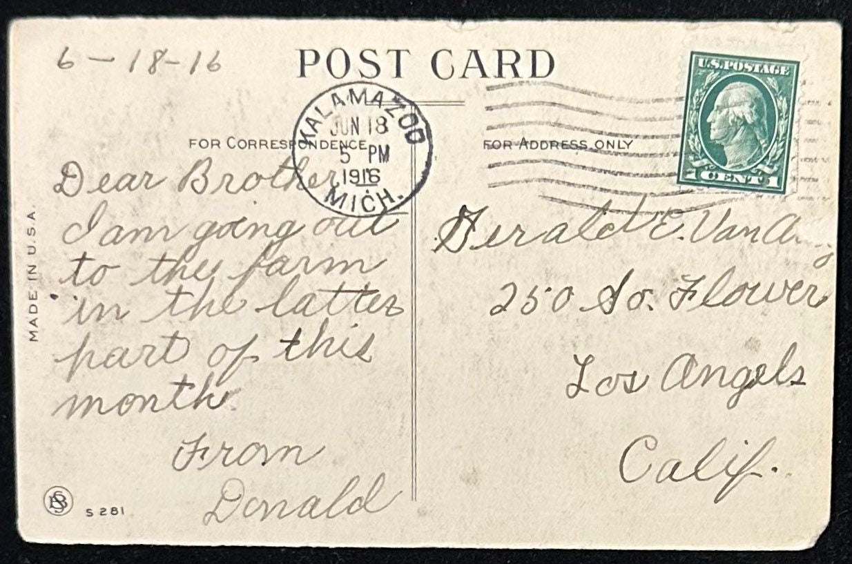 Vacation Greetings With Verse - 1916 Postcard