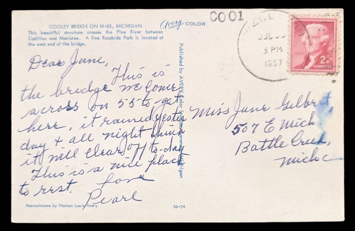 Cooley Bridge on M-55, Michigan - Vintage Postcard