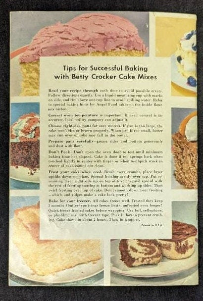 Betty Crocker Cake Mix Recipe Booklet