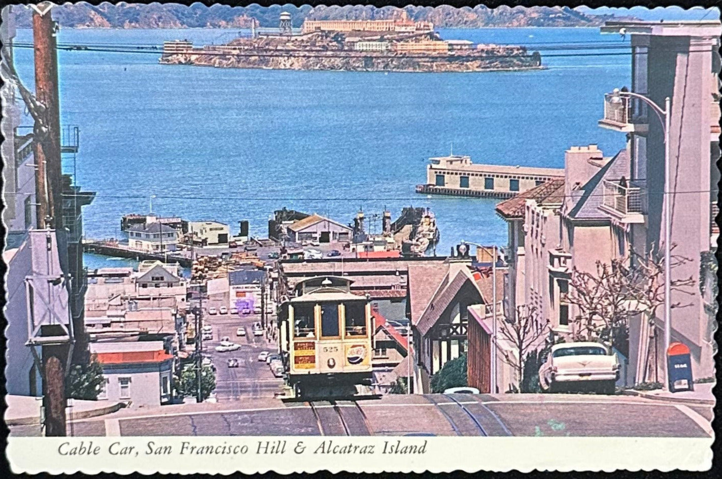 Cable Car - San Francisco Hill - Alcatraz Island - 1960s Postcard