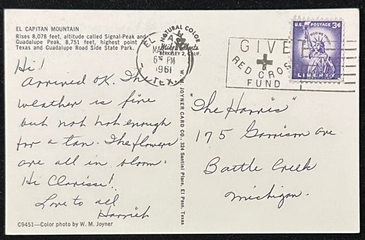 El Capitan Mountain, Texas - Vintage Postcard