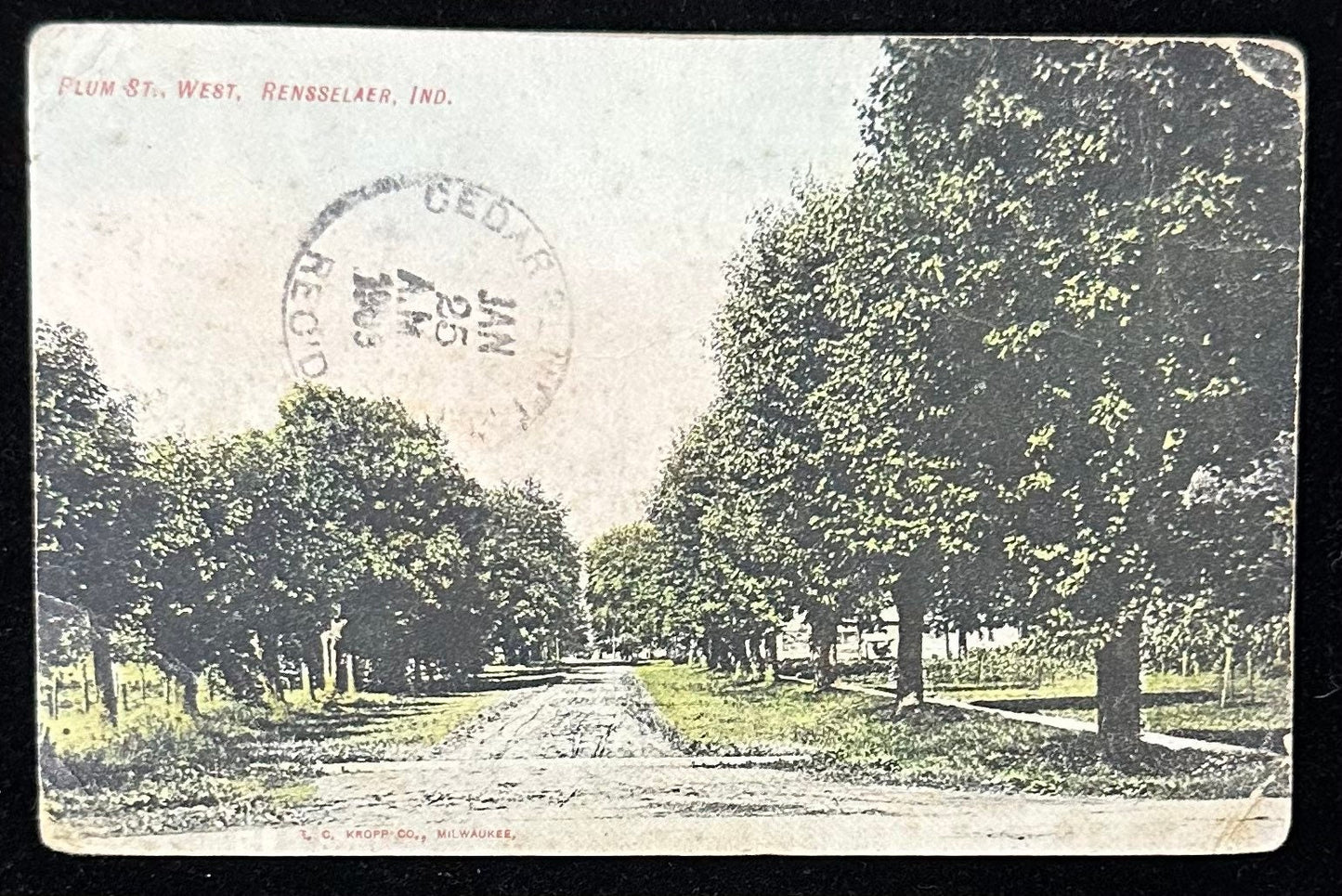 Plum St., West - Rensselaer, Ind. - 1909 Postcard