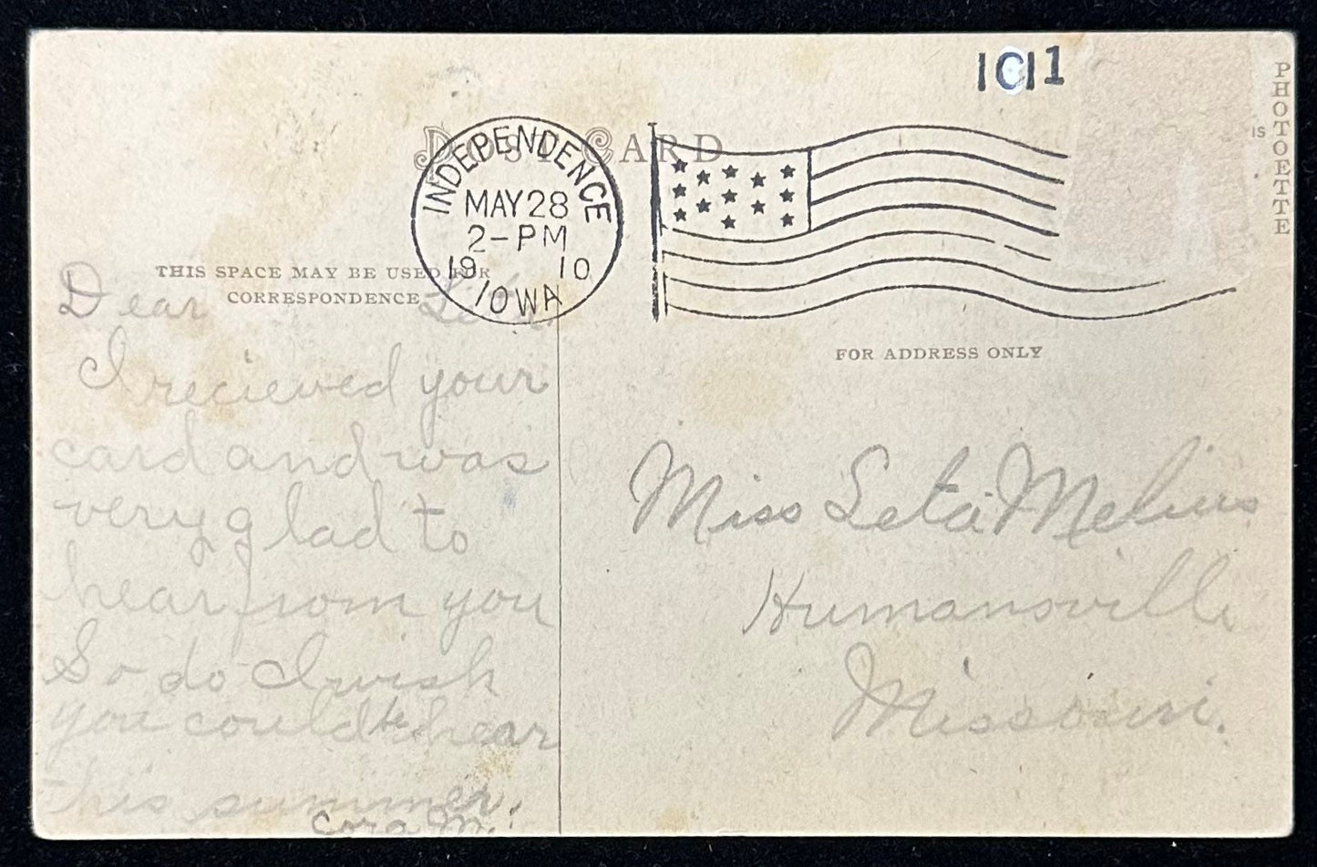 Central RR Bridge - Independence, IA - 1908 Postcard