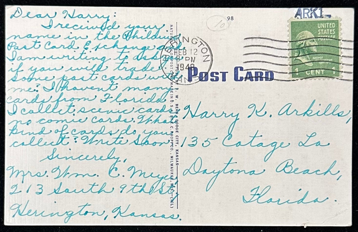 Arkansas River Bridge - Dodge City, Kansas - Linen Postcard