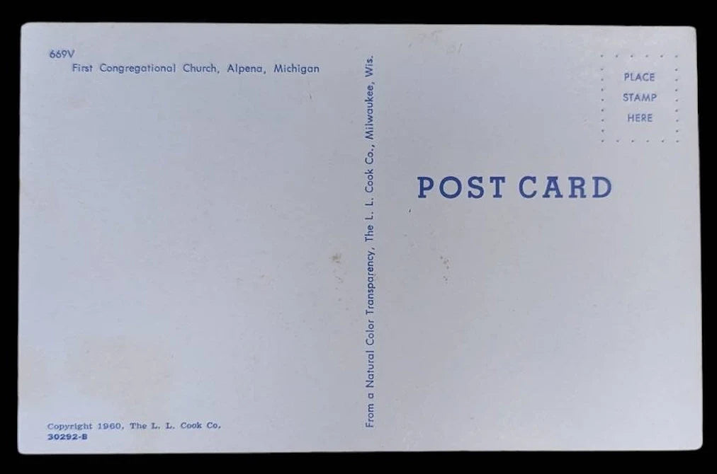 First Congregational Church, Alpena, Michigan - Vintage Postcard