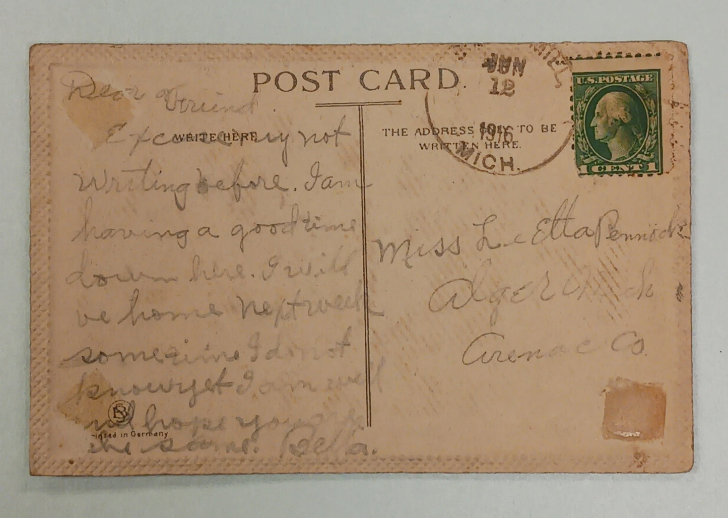 Best Wishes Card - Embossed purple pansies, pink daises, and embroidery