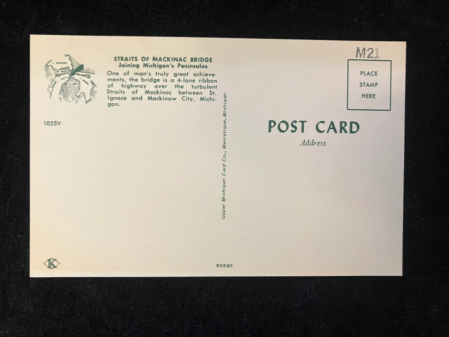 The Straits of Mackinac Bridge, Michigan - Vintage Postcard