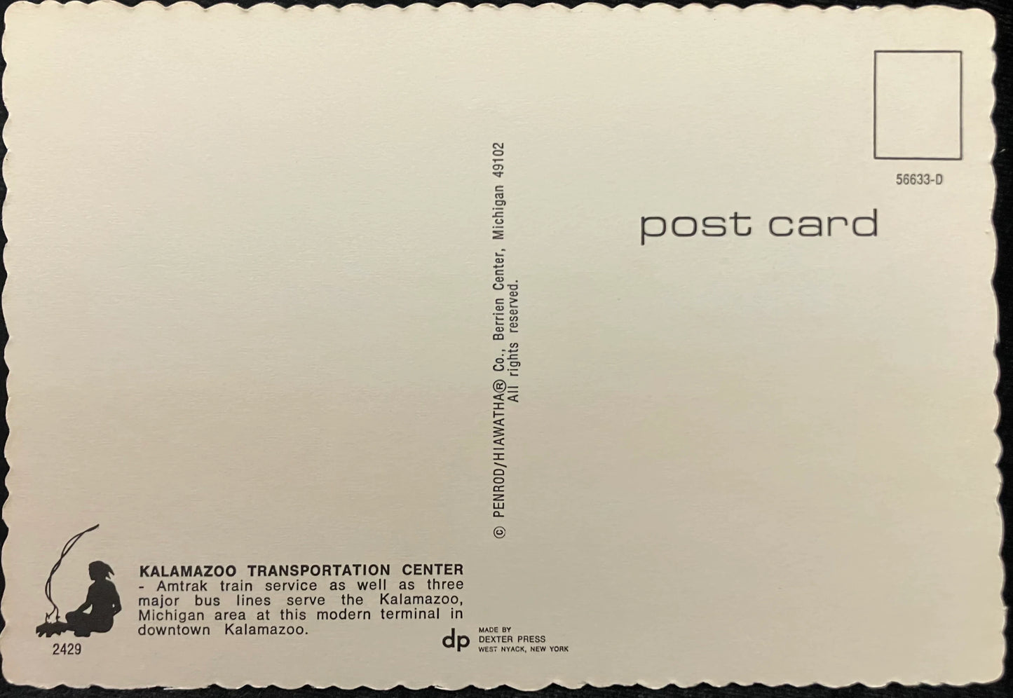 Kalamazoo, Transportation Center 1980s - Photo by John Penrod - Kalamazoo, Michigan - Vintage Kalamazoo Scalloped Edge Postcard