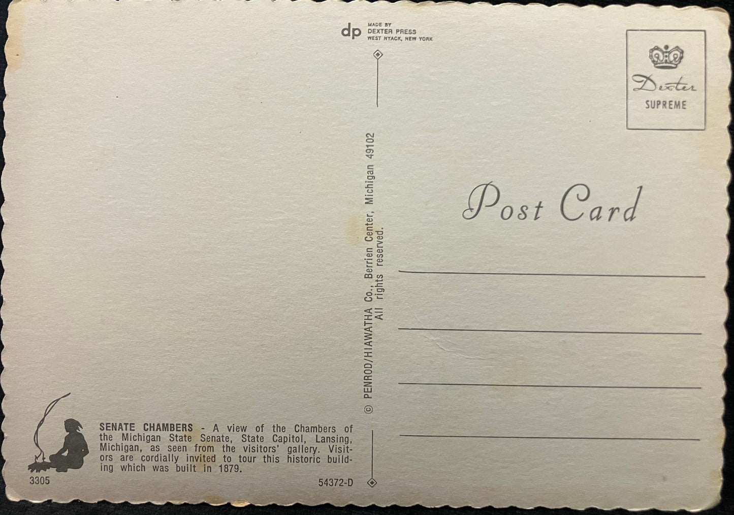 Senate Chambers - Photo: John Penrod - Lansing, Michigan - Vintage Postcard