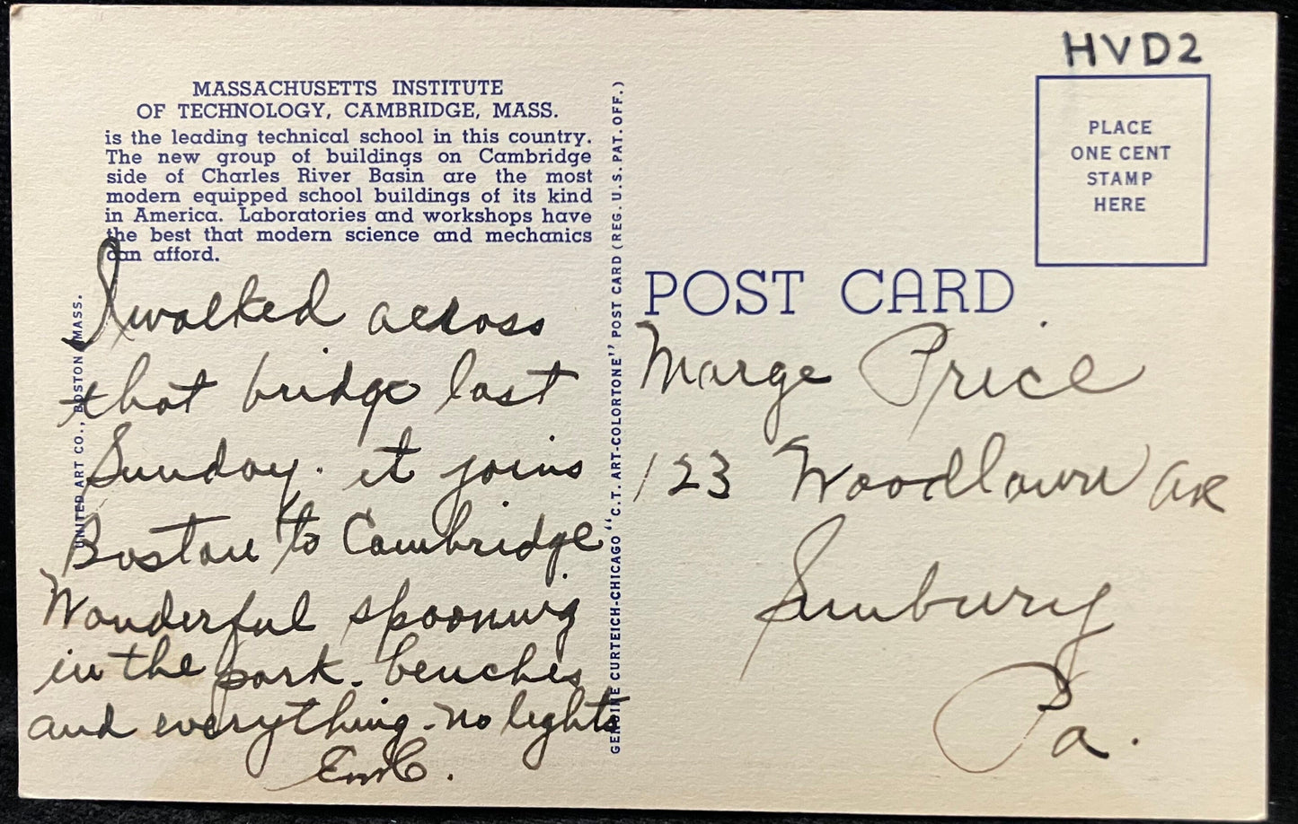 Harvard Bridge and Massachusetts Institute of Technology, Cambridge, Massachusetts - Vintage Postcard
